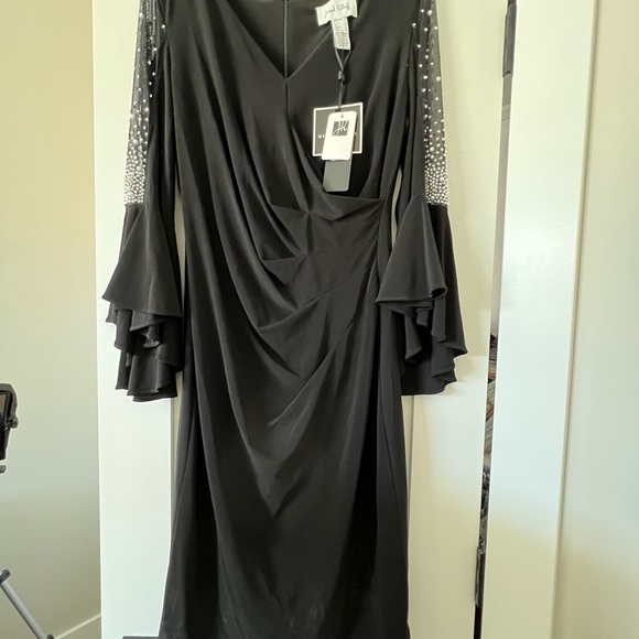 NWT Joseph Ribkoff Black Sheer & Ruffle Dress - Picture 3 of 4